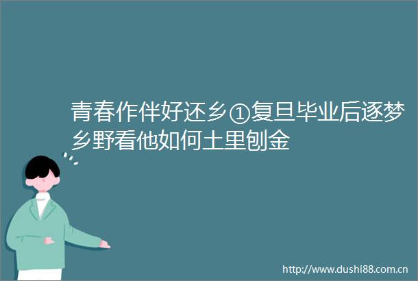 青春作伴好还乡①复旦毕业后逐梦乡野看他如何土里刨金