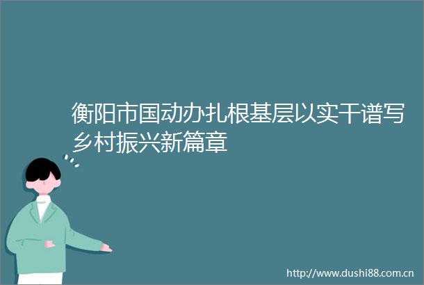 衡阳市国动办扎根基层以实干谱写乡村振兴新篇章