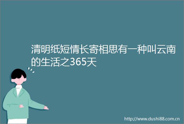 清明纸短情长寄相思有一种叫云南的生活之365天