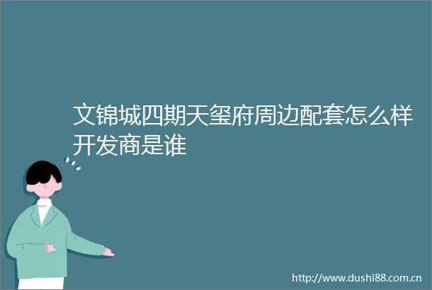 文锦城四期天玺府周边配套怎么样开发商是谁
