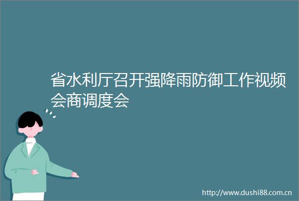 省水利厅召开强降雨防御工作视频会商调度会