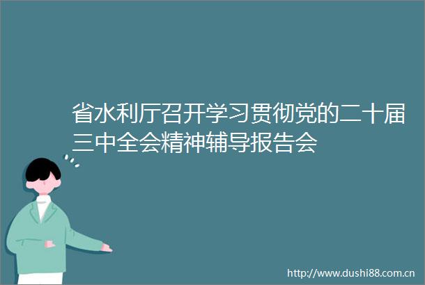 省水利厅召开学习贯彻党的二十届三中全会精神辅导报告会