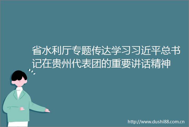 省水利厅专题传达学习总书记在贵州代表团的重要讲话精神