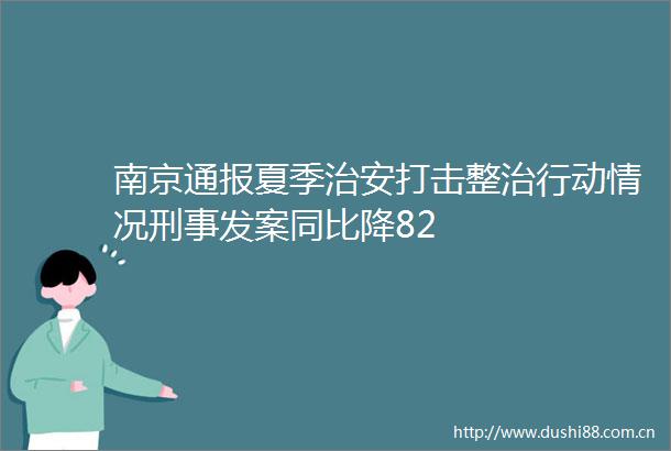 南京通报夏季治安打击整治行动情况刑事发案同比降82