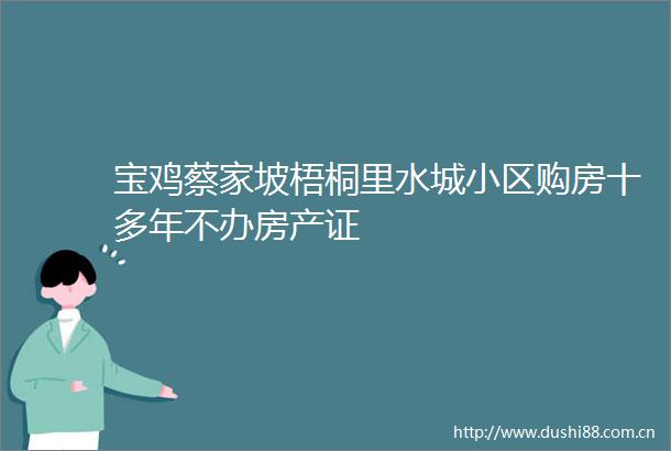 宝鸡蔡家坡梧桐里水城小区购房十多年不办房产证