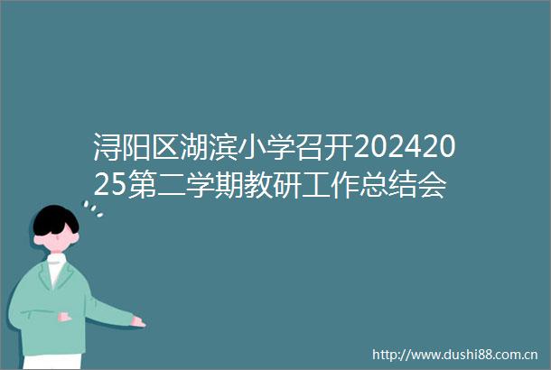 浔阳区湖滨小学召开20242025第二学期教研工作总结会