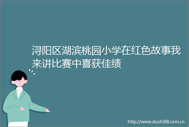 浔阳区湖滨桃园小学在红色故事我来讲比赛中喜获佳绩