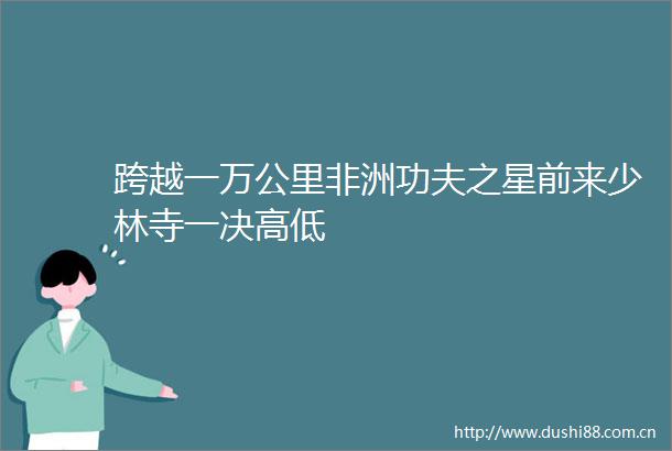 跨越一万公里非洲功夫之星前来少林寺一决高低