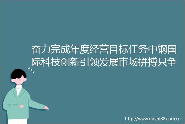 奋力完成年度经营目标任务中钢国际科技创新引领发展市场拼搏只争朝夕
