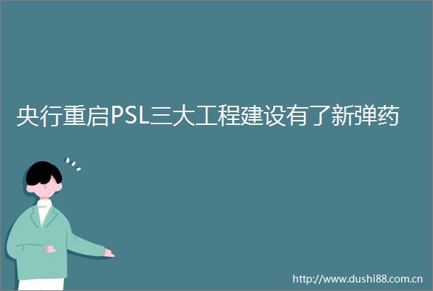 央行重启PSL三大工程建设有了新