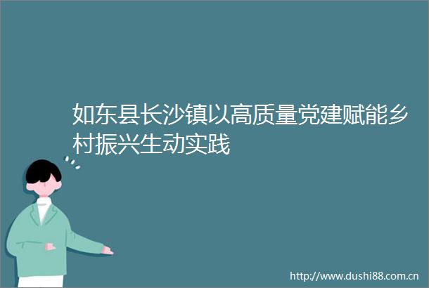 如东县长沙镇以高质量党建赋能乡村振兴生动实践