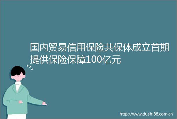 国内贸易信用保险共保体成立首期提供保险保障100亿元