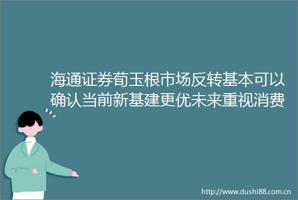海通证券荀玉根市场反转基本可以确认当前新基建更优未来重视消费