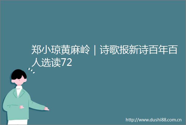 郑小琼黄麻岭｜诗歌报新诗百年百人选读72