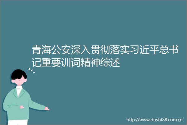 青海深入贯彻落实总书记重要训词精神综述