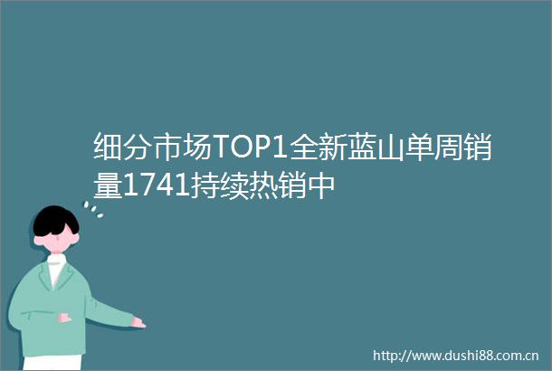 细分市场TOP1全新蓝山单周销量1741持续热销中