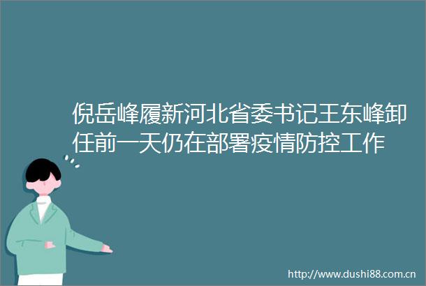 倪岳峰履新河北省委书记王东峰卸任前一天仍在部署疫情防控工作