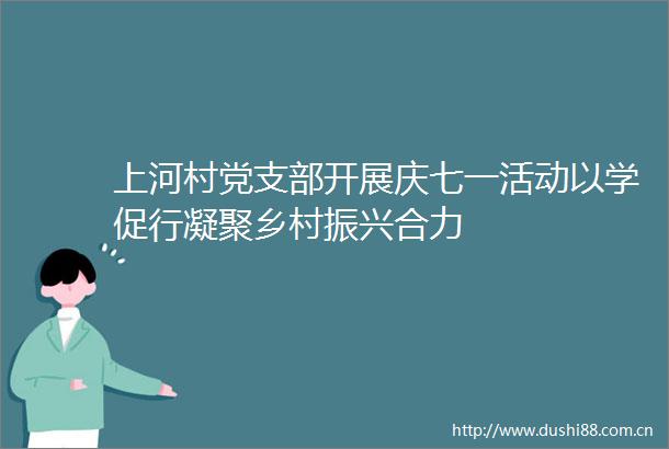 上河村党支部开展庆七一活动以学促行凝聚乡村振兴合力