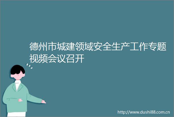 德州市城建领域安全生产工作专题视频会议召开