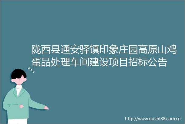 陇西县通安驿镇印象庄园高原山鸡蛋品处理车间建设项目招标公告