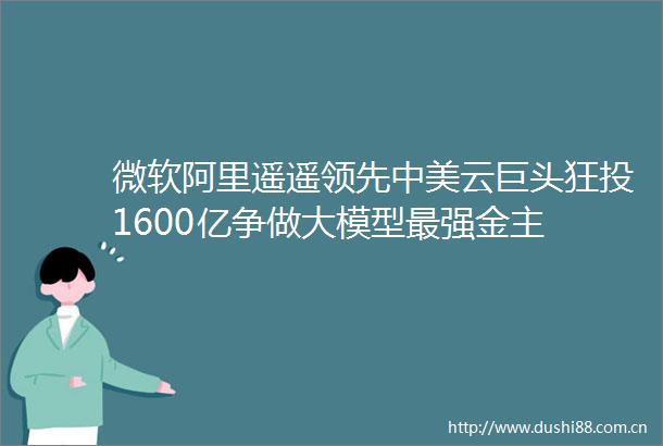 微软阿里遥遥领先中美云巨头狂投1600亿争做大模型最强金主