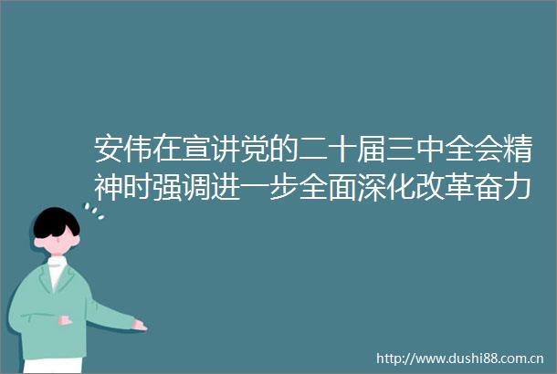 安伟在宣讲党的二十届三中全会精神时强调进一步全面深化改革奋力推进式现代化建设郑州实践