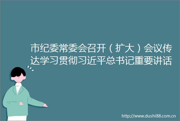 市纪委常委会召开（扩大）会议传达学习贯彻总书记重要讲话精神