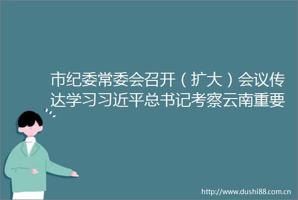 市纪委常委会召开（扩大）会议传达学习总书记考察云南重要讲话重要指示精神