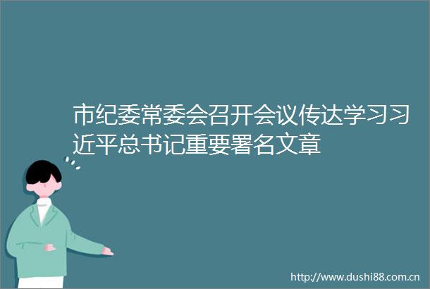 市纪委常委会召开会议传达学习总书记重要署名文章