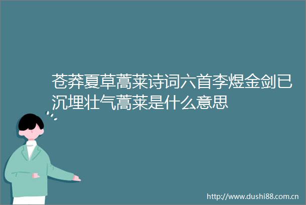 苍莽夏草蒿莱诗词六首李煜金剑已沉埋壮气蒿莱是什么意思