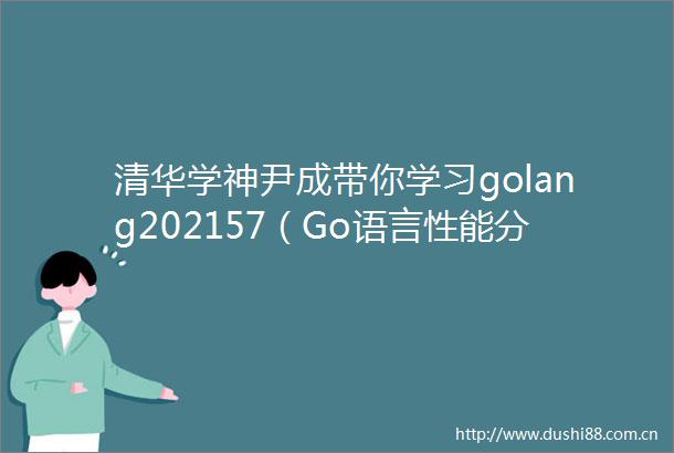 清华学神尹成带你学习golang202157（Go语言性能分析命令）