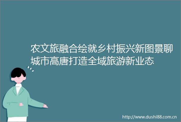 农文旅融合绘就乡村振兴新图景聊城市高唐打造全域旅游新业态