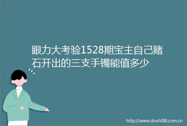 眼力大考验1528期宝主自己赌石开出的三支手镯能值多少