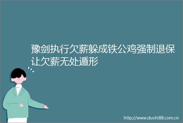 豫剑执行欠薪躲成铁公鸡强制退保让欠薪无处遁形