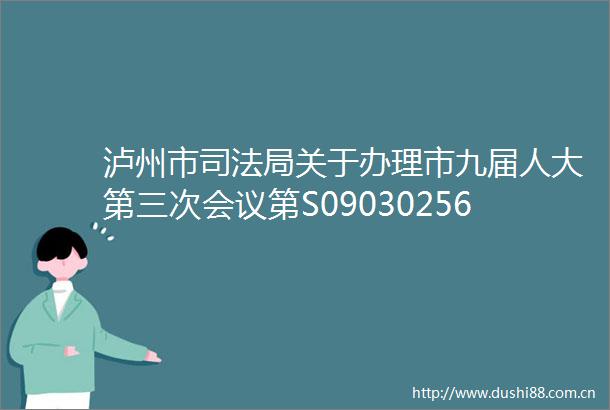 泸州市司法局关于办理市九届人大第三次会议第S09030256号建议答复的函