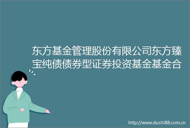 东方基金管理股份有限公司东方臻宝纯债债券型证券投资基金基金合同2024年10月修订