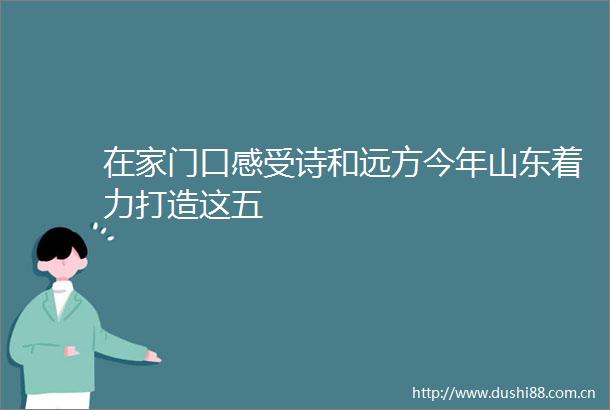 在家门口感受诗和远方今年山东着力打造这五