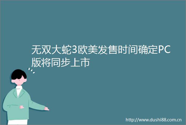 无双大蛇3欧美发售时间确定PC版将同步上市