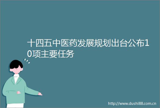 十四五中医药发展规划出台公布10项主要任务