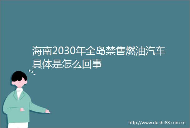 海南2030年全岛禁售燃油汽车具体是怎么回事