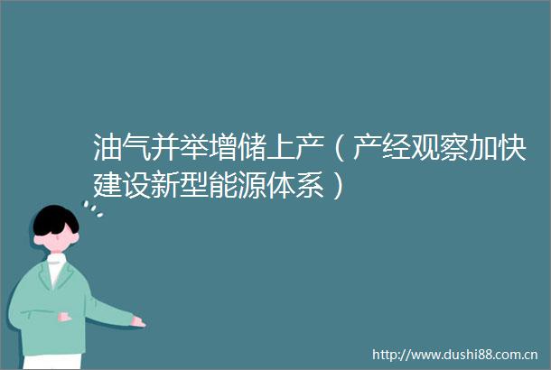 油气并举增储上产（产经观察加快建设新型能源体系）