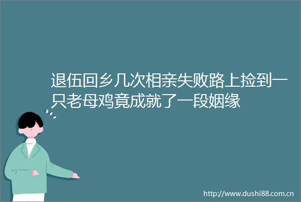 退伍回乡几次相亲失败路上捡到一只老母鸡竟成就了一段姻缘