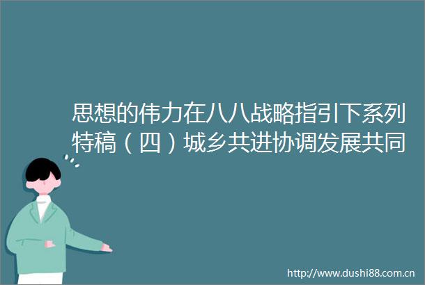 思想的伟力在八八战略指引下系列特稿（四）城乡共进协调发展共同富裕探路先行