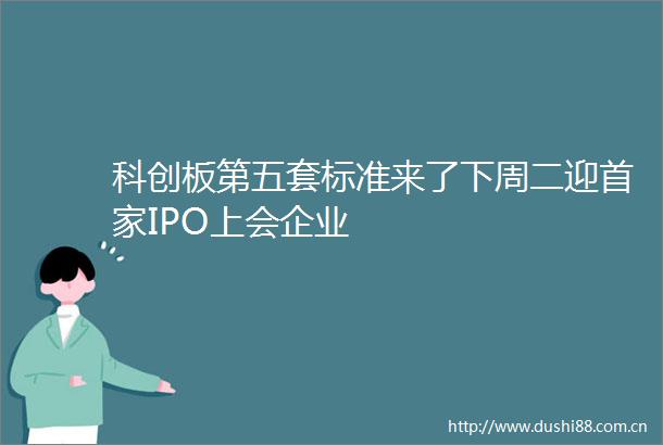 科创板第五套标准来了下周二迎首家IPO上会企业