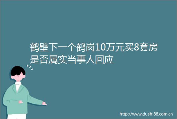 鹤壁下一个鹤岗10万元买8套房是否属实当事人回应