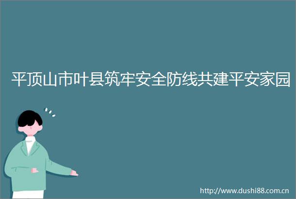 平顶山市叶县筑牢安全防线共建平安家园