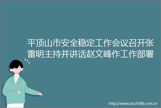 平顶山市安全稳定工作会议召开张雷明主持并讲话赵文峰作工作部署