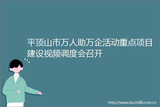 平顶山市万人助万企活动重点项目建设视频调度会召开