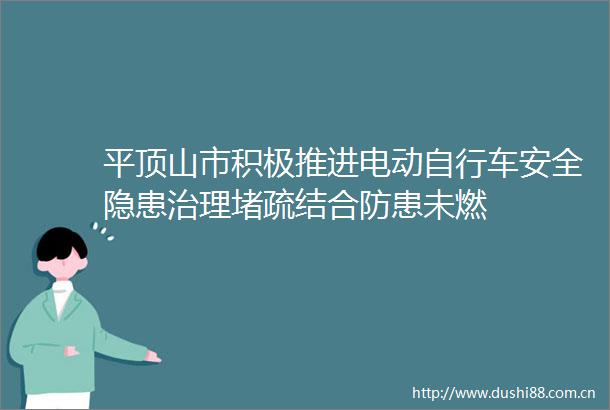 平顶山市积极推进电动自行车安全隐患治理堵疏结合防患未燃