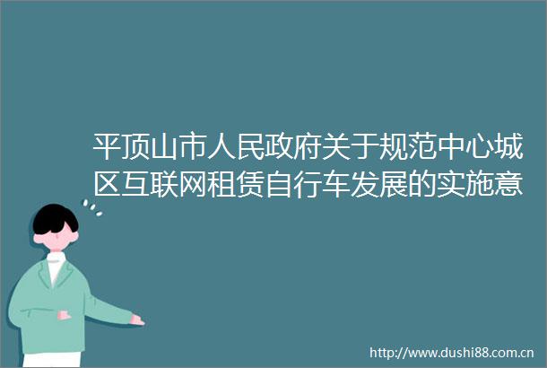 平顶山市关于规范中心城区互联网租赁自行车发展的实施意见